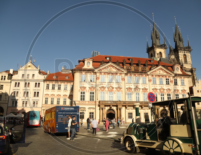 Old Antique Buildings With Designs in Prague