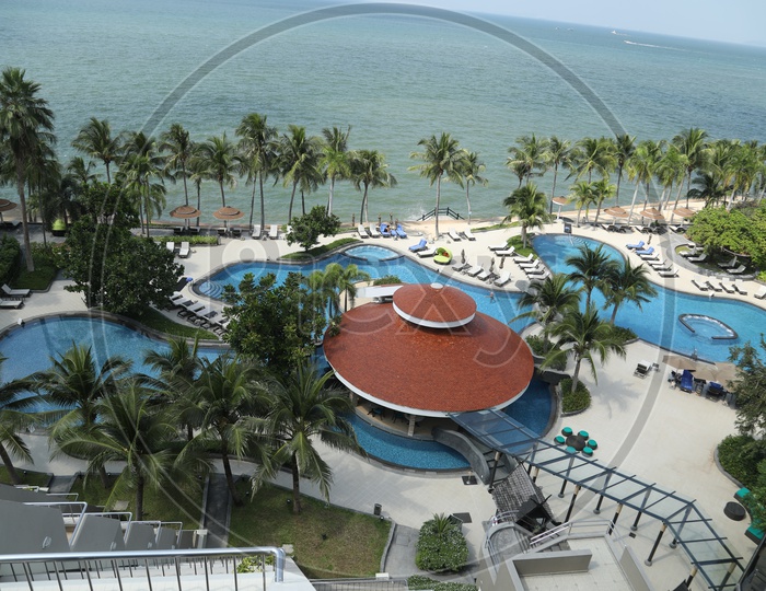 A Resort with Swimming Pool on a Beach
