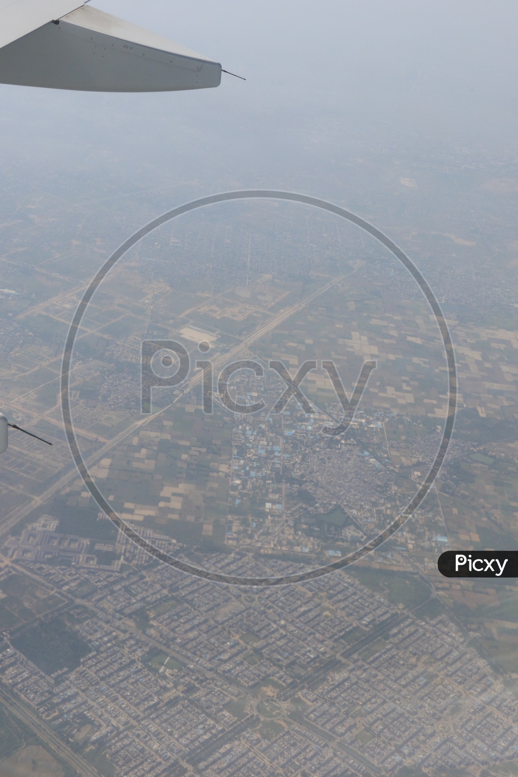 Aerial view of smog covered delhi