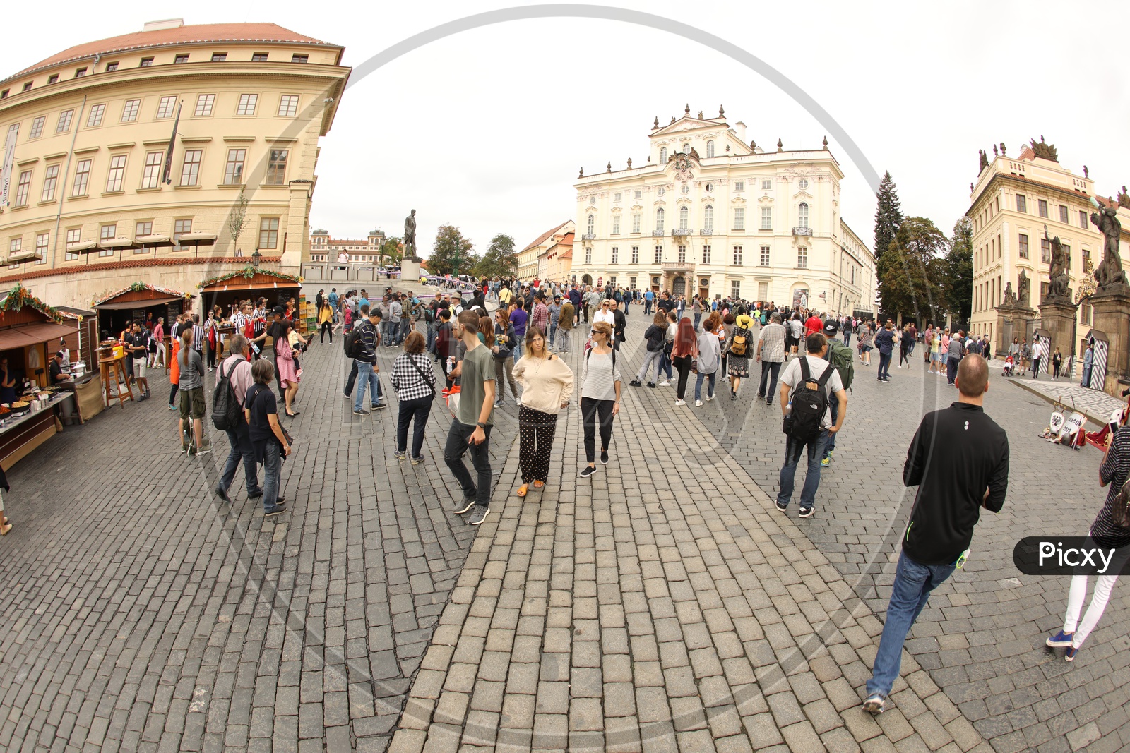 Tourists At a Street in prague