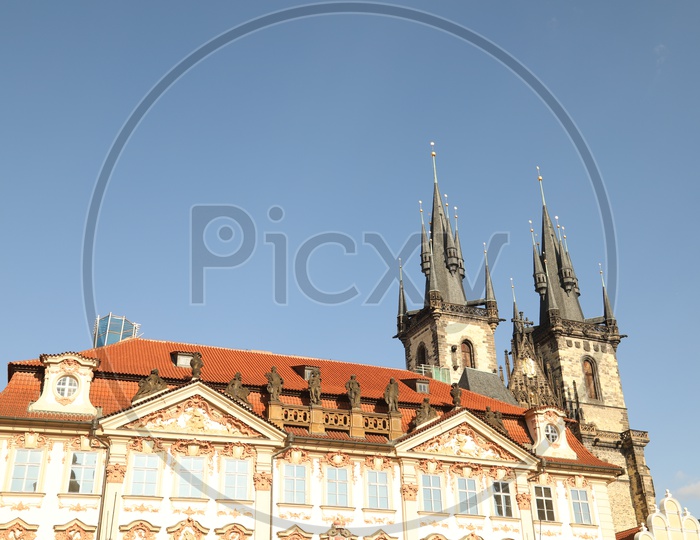 Old Antique Buildings With Designs in Prague