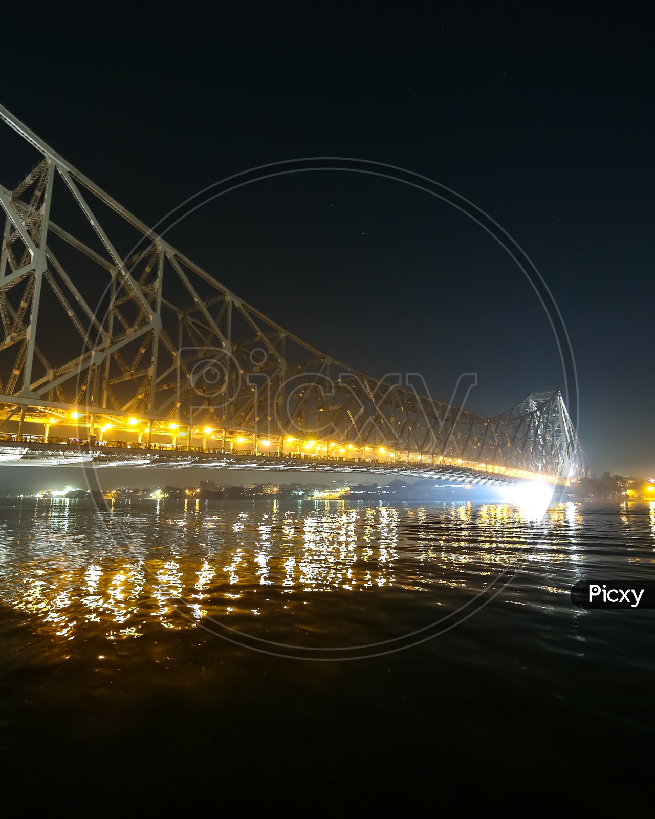 Colourful view of Howrah Bridge in Kolkata