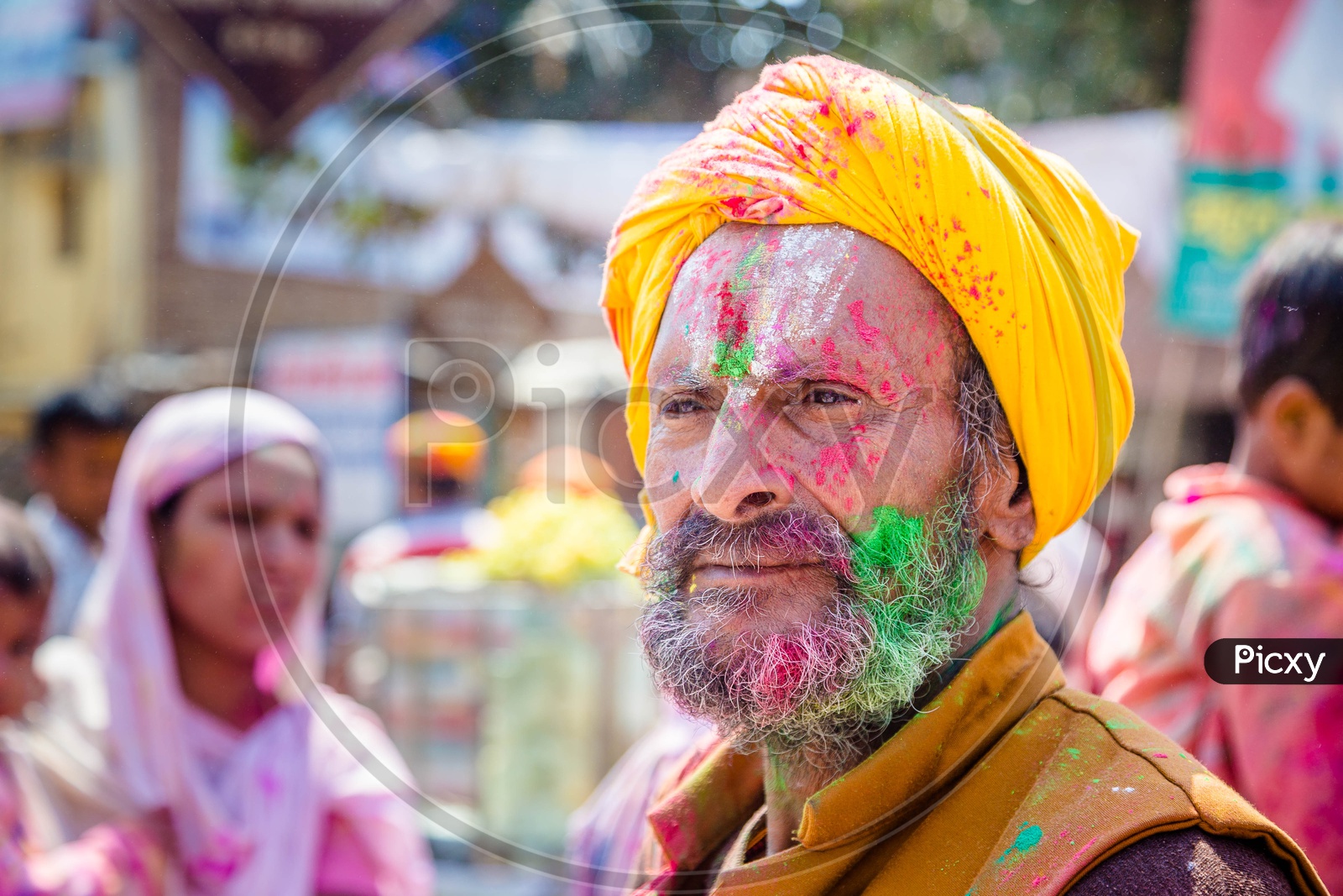 Portrait of Indian Men with coloured face