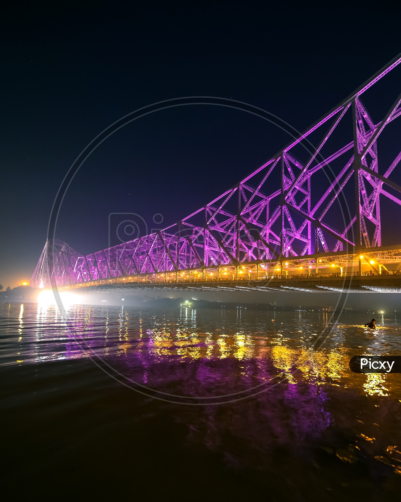Beautiful view of Howrah bridge in Kolkata