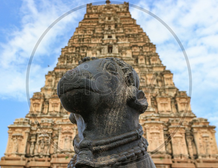 Nandi Statue in front of Temple