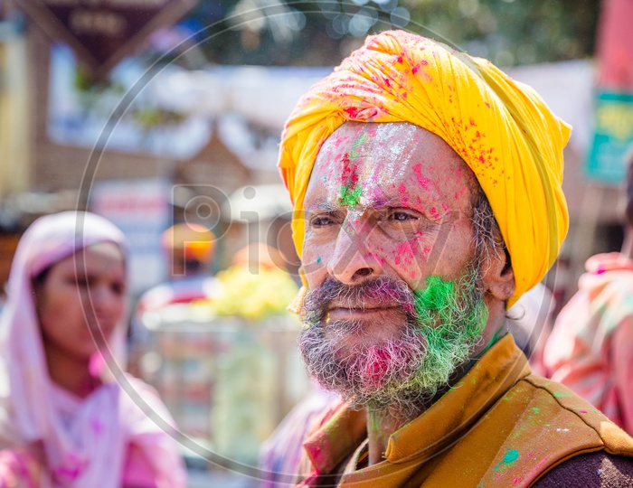 Portrait of Indian Men with coloured face