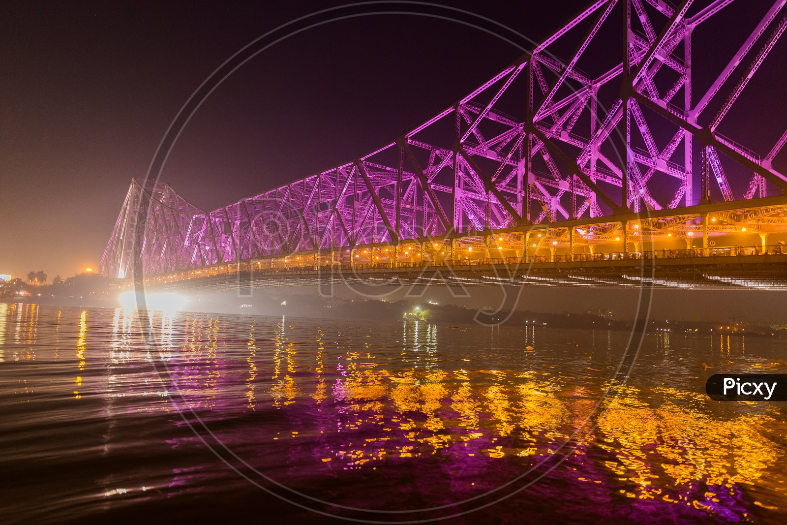 Colourful view of Howrah Bridge in Kolkata