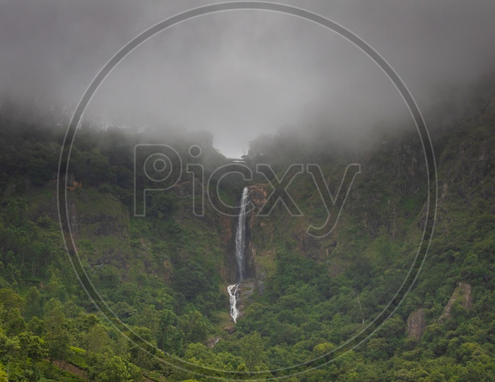 A Beautiful Water Fall From Top of a Hill in Ooty