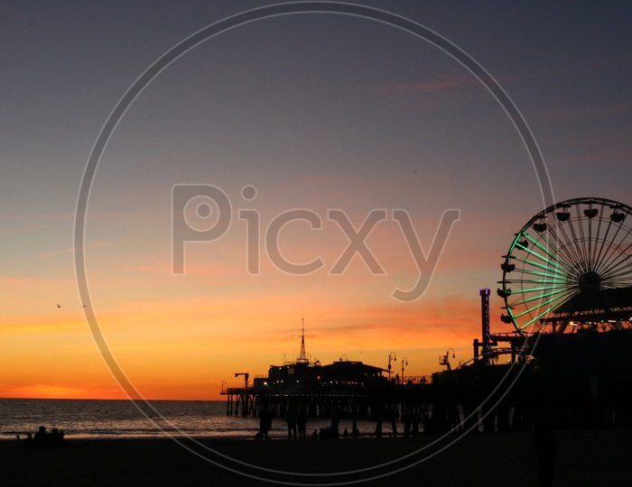 Santa Monica pier wheel - Sunset