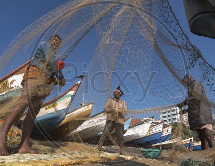 Fishermen with their fishing nets