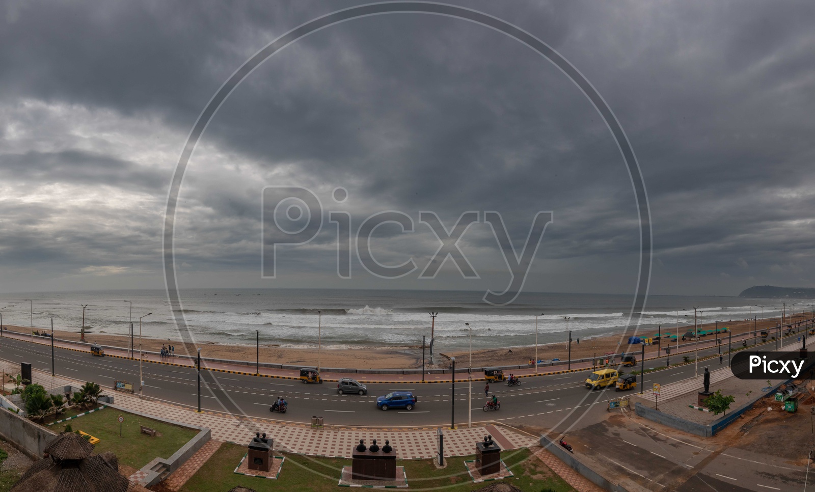 Vizag beach road with a cloudy sky