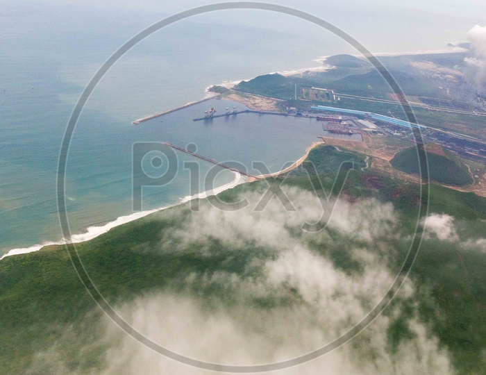 Top view of Vizag City and Beach