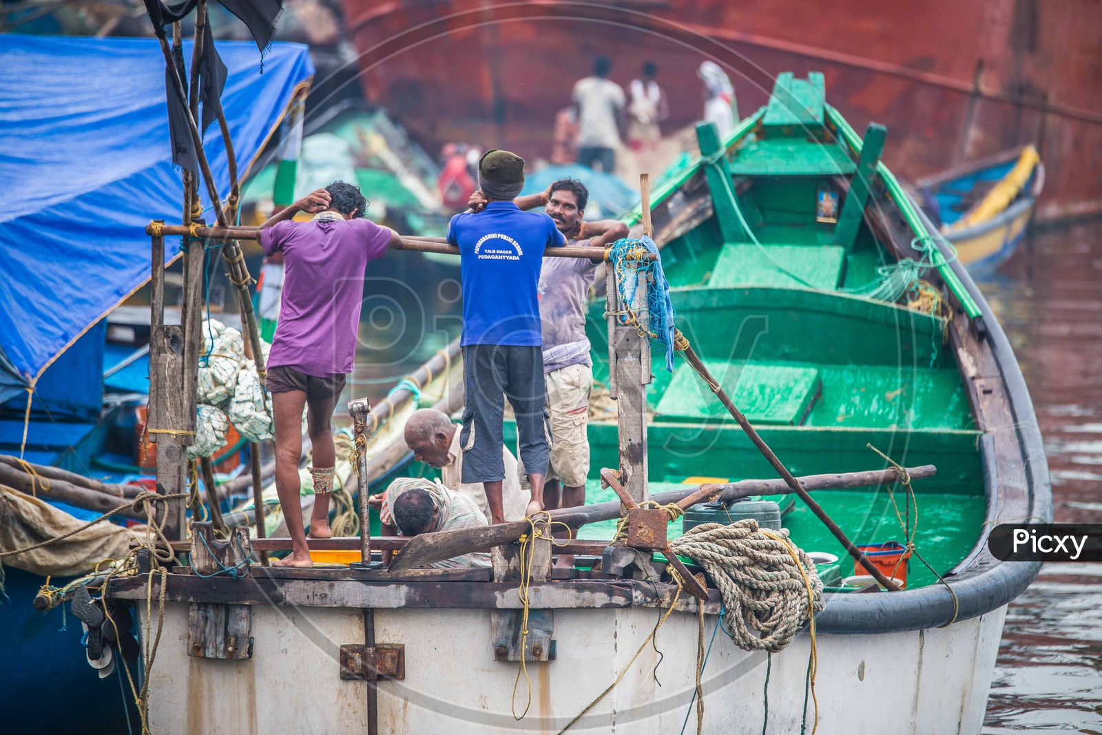 Fisher men in fishing boats