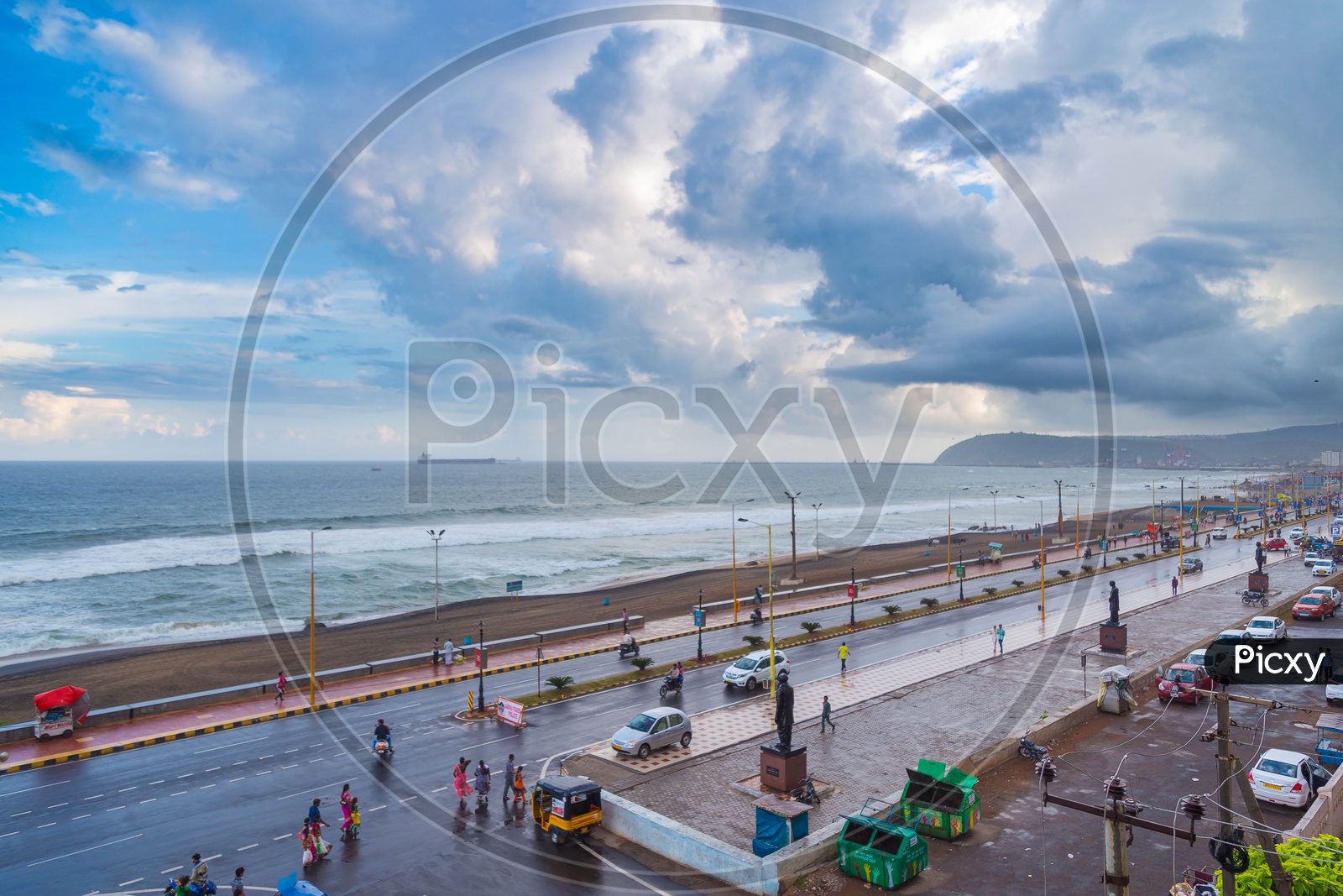 archieves of Beach view of Vizag on a cloudy day