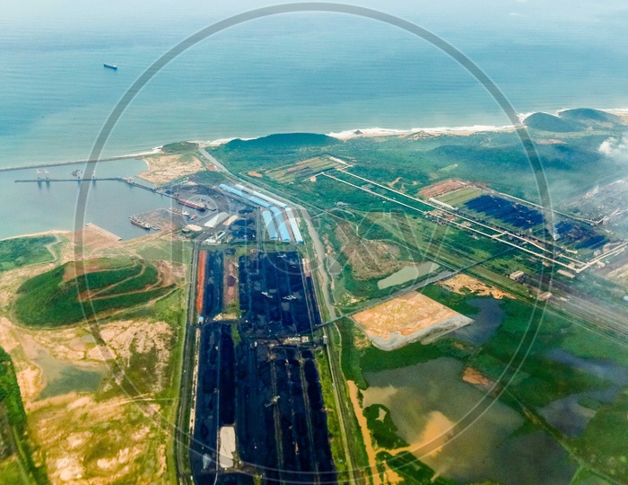 Aerial view of Vizag beach and the city