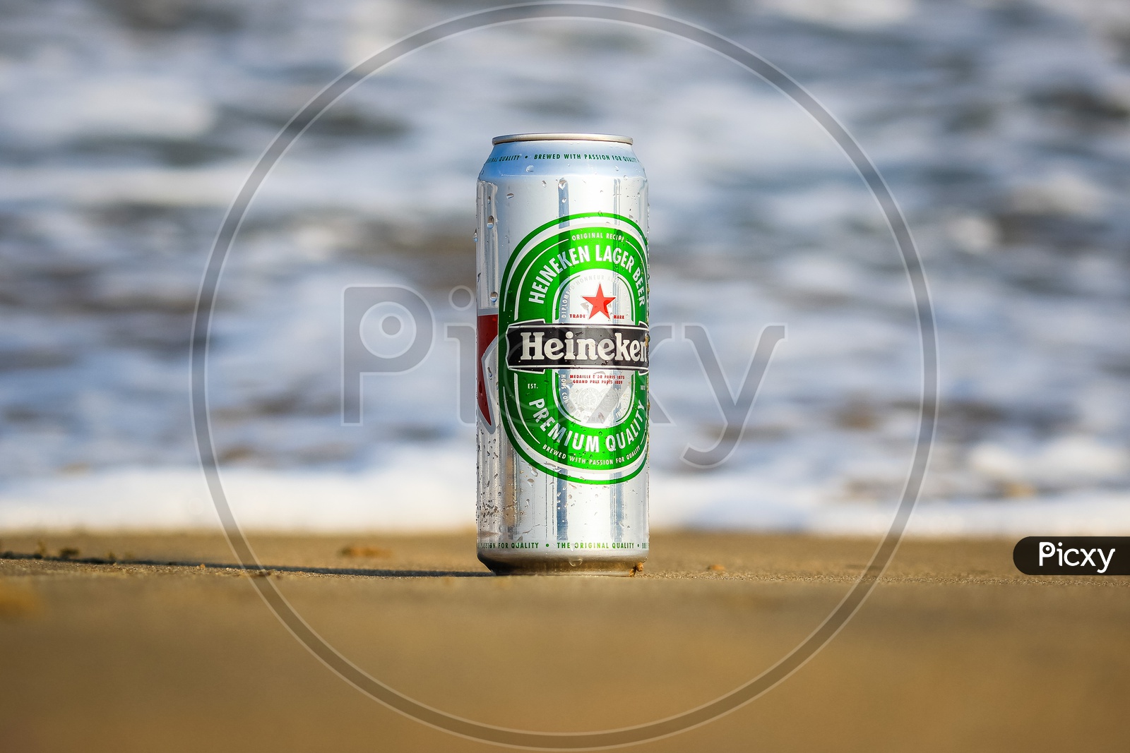 Heineken Beer Can along the beach side