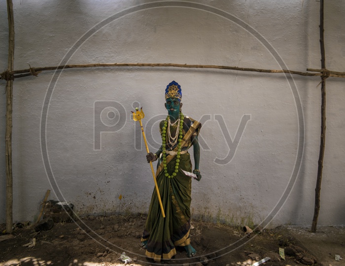 Women dressed up as kalli for the Festival of Kali Kaveripattina