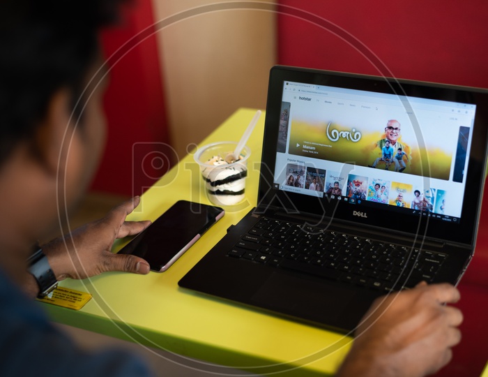 Indian Youth Searching Movies on Hotstar In  Laptop
