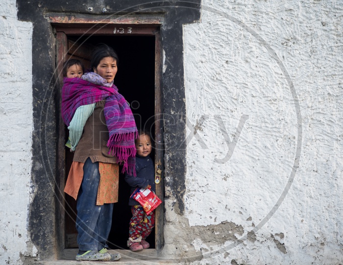 Kashmiri Mother with her Children