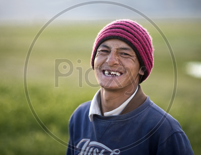 Smiling Kashmiri man