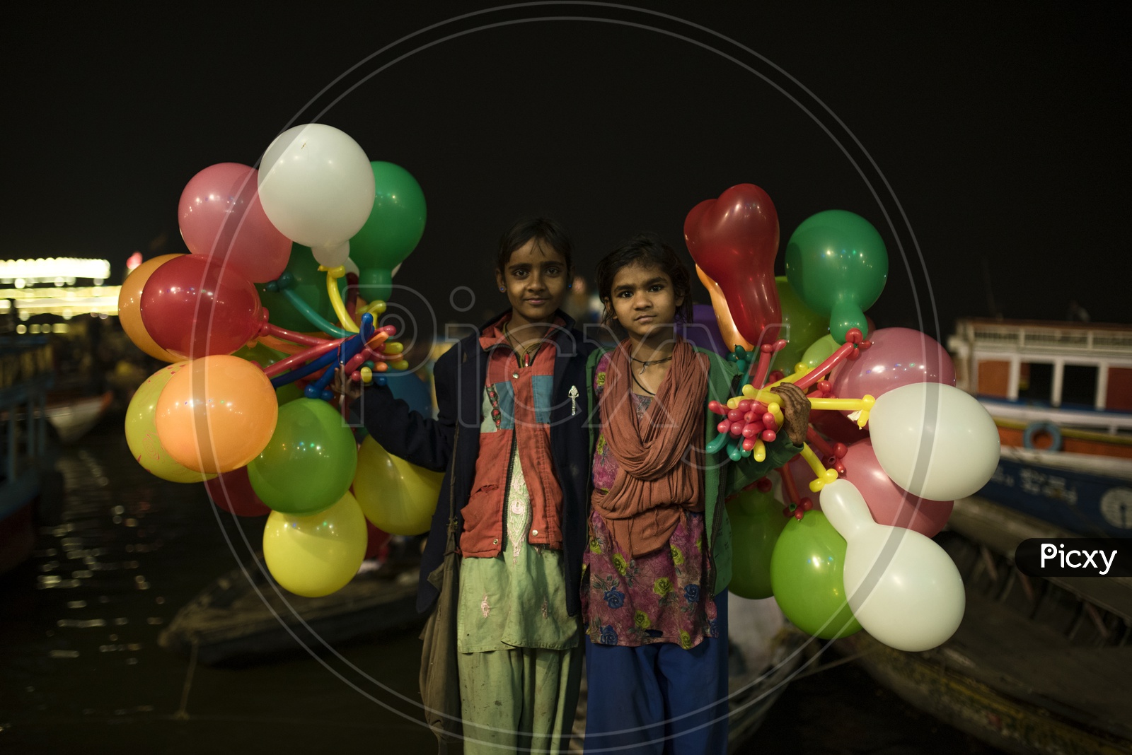 Girls Selling Balloons in Varanasi