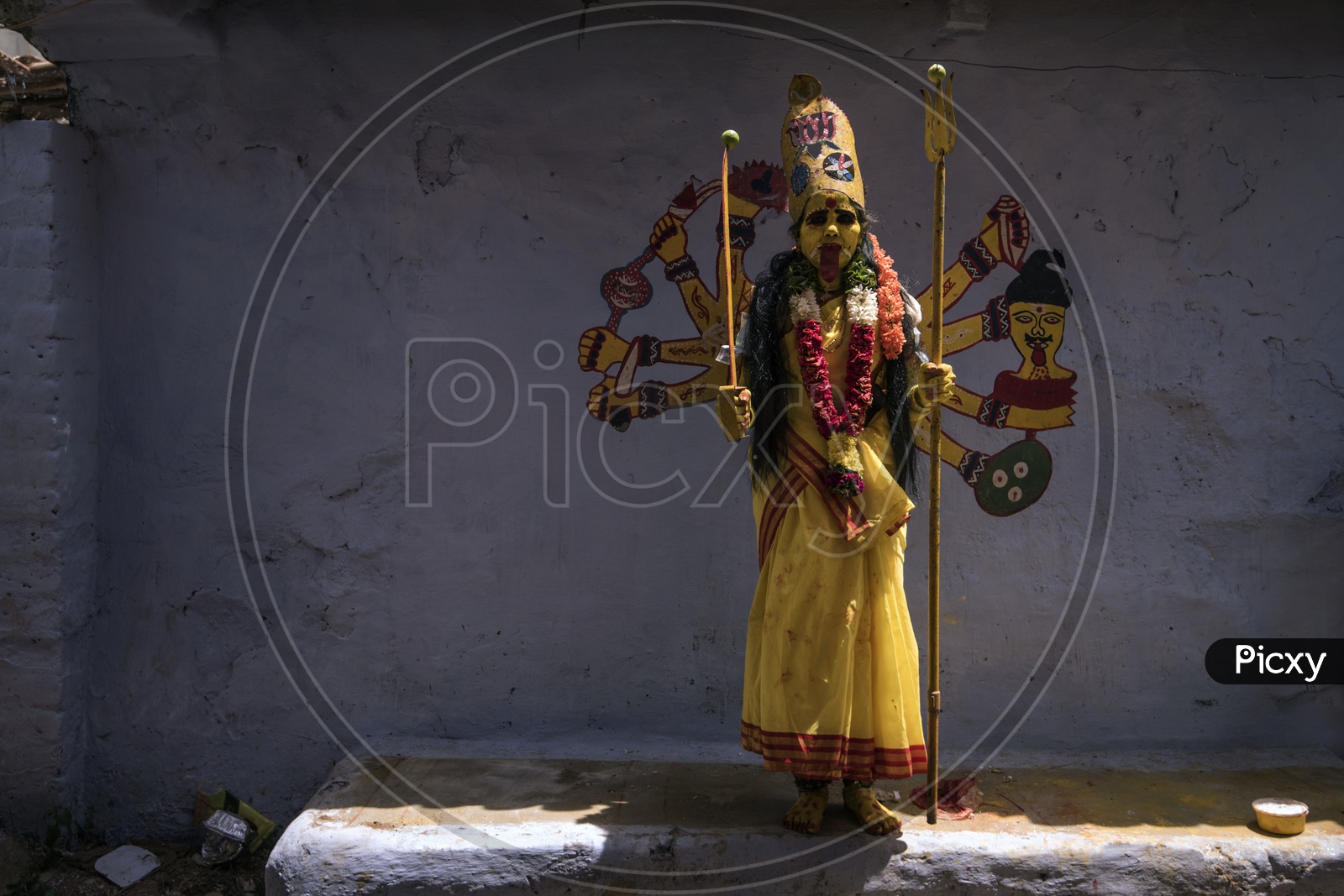 A women dressed up for the Festival of Kali Kaveripattinam
