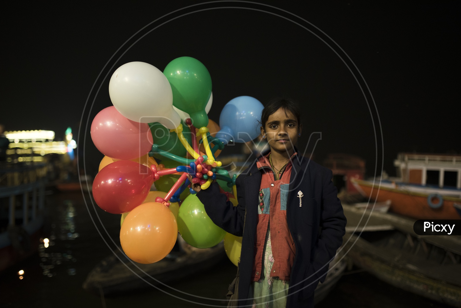 Girl Selling Balloons in Varanasi
