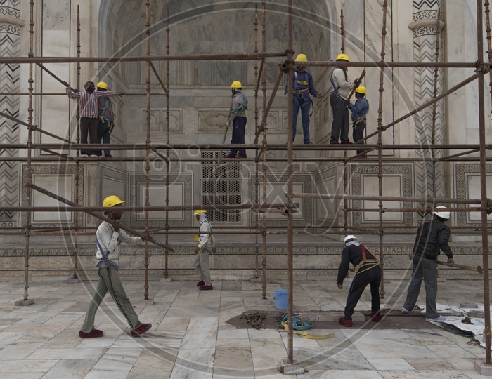 Construction work at Taj Mahal