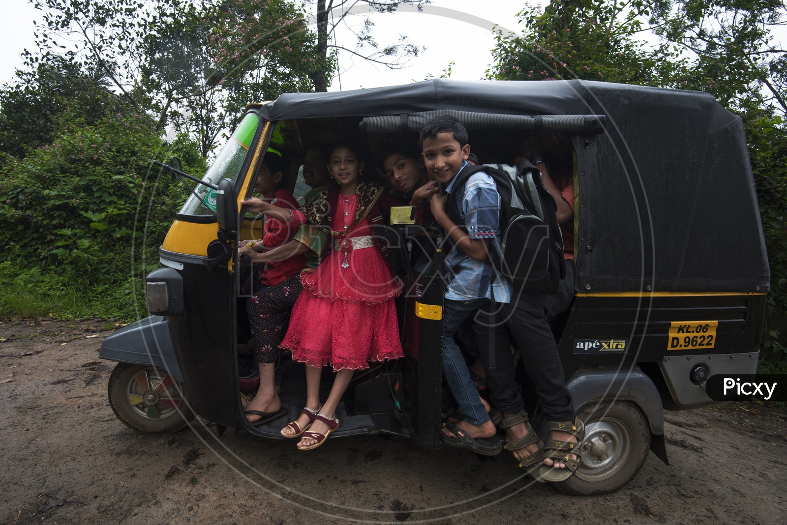 School Children in a Auto