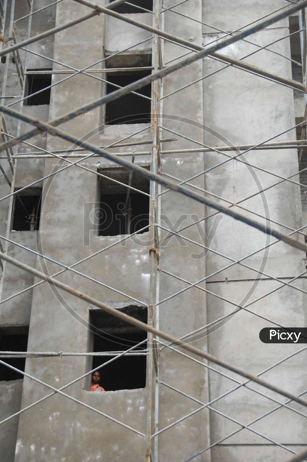 Iron rods and pmc pipes placed at the construction of building