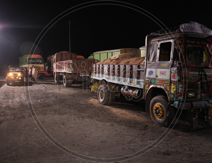 Heavy Vehicles or Lorries  Parked In a Manner