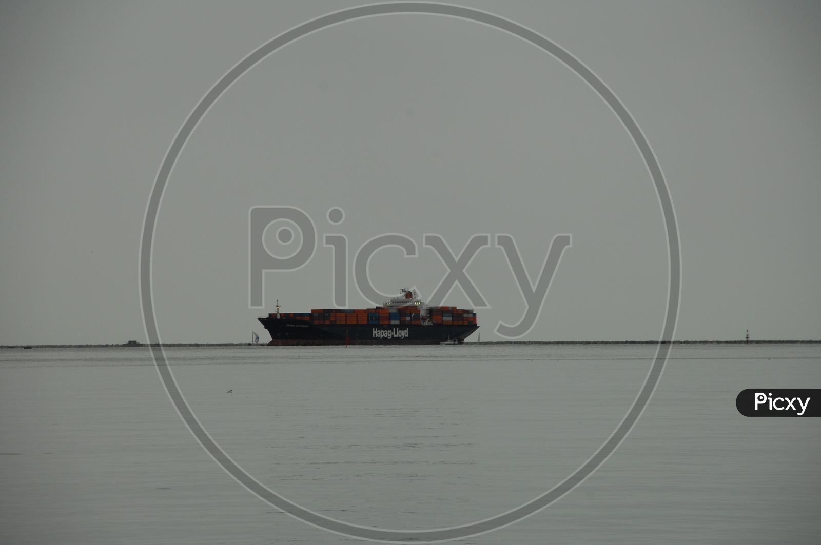 Container ship moving on the sea