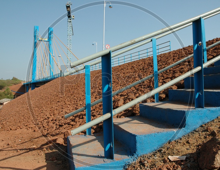 A stair case to cable stayed bridge connecting Aldona and Corjuem