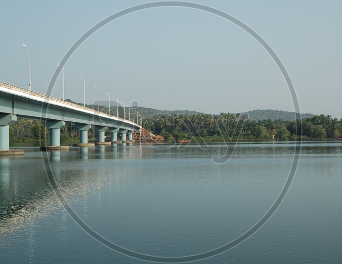 Mandovi bridge over the mandovi river in Goa