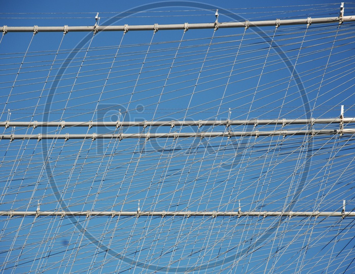Close up of Cable-stayed or chords bridge