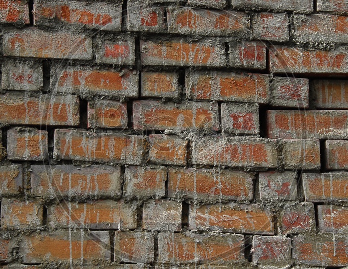 A wall built with red bricks