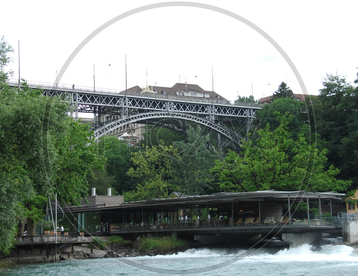A part of Mountain river overpass bridge