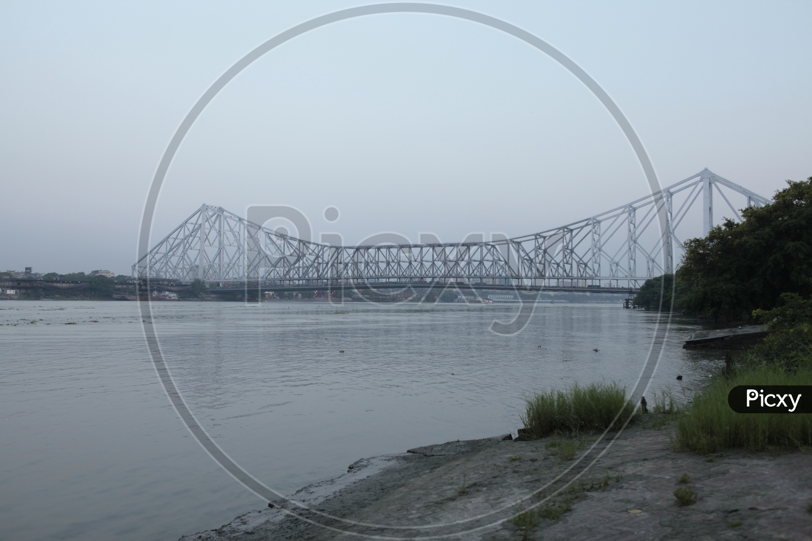 Landscape of Howrah bridge in Kolkata