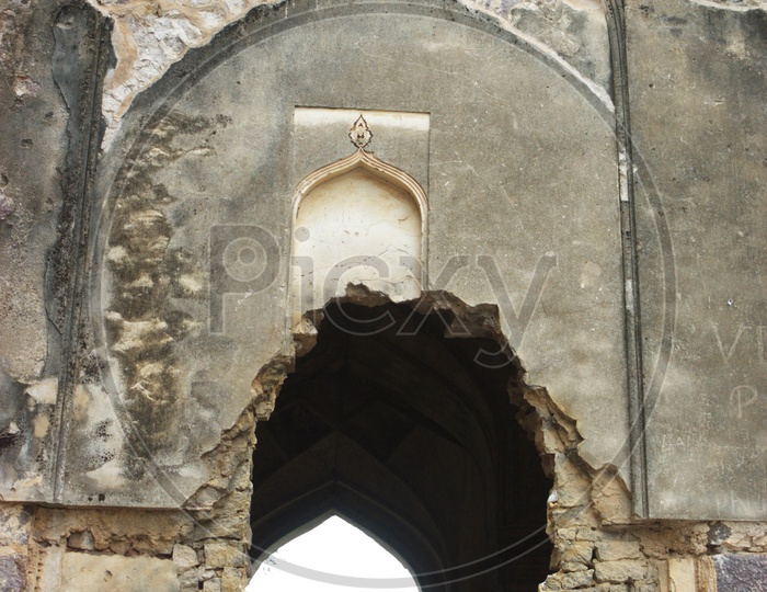 Historic architecture of Golkonda fort in Hyderabad
