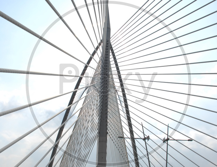Close up of Cable-stayed or chords bridgeClose up of Cable-stayed or chords bridge