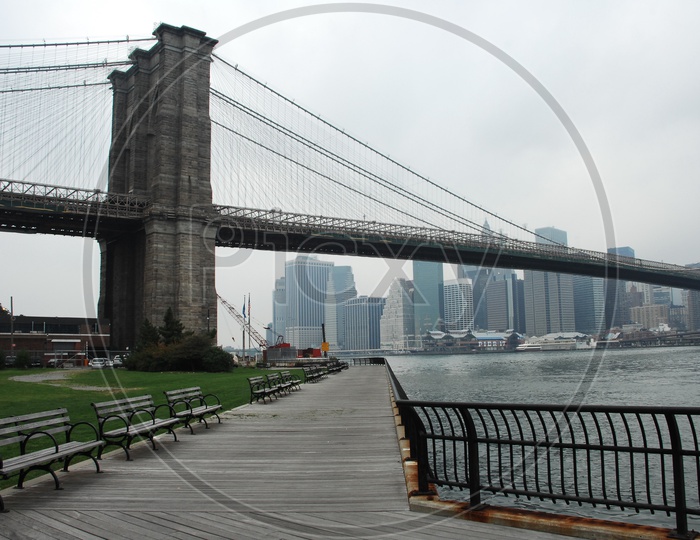 Brooklyn bridge seen from the park