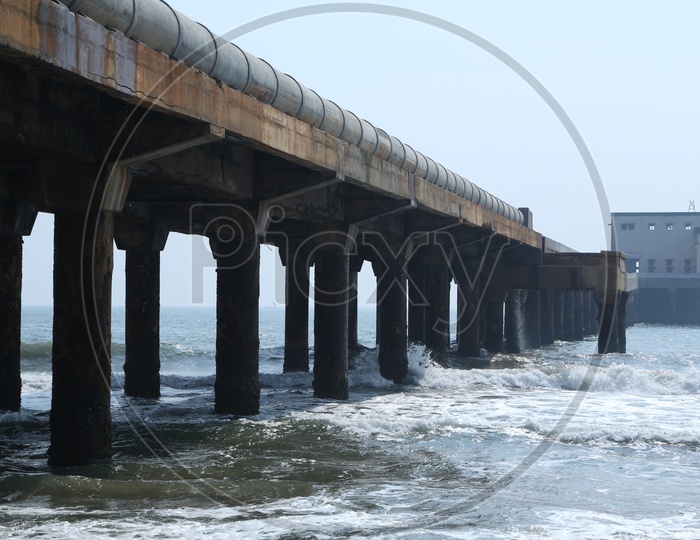 Ennore broken bridge at the beach near Chennai