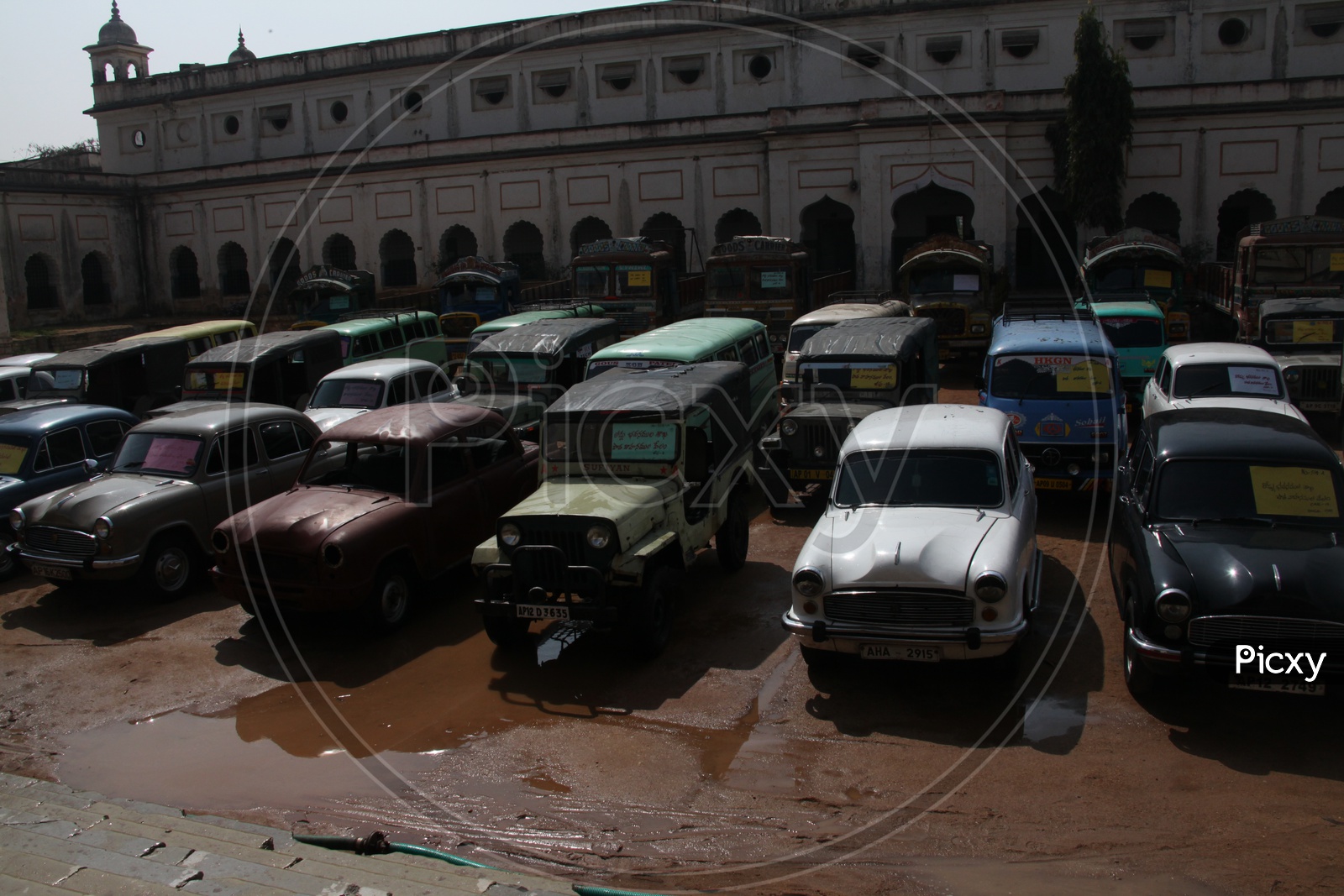 Old Cars Parked in a Parking Area