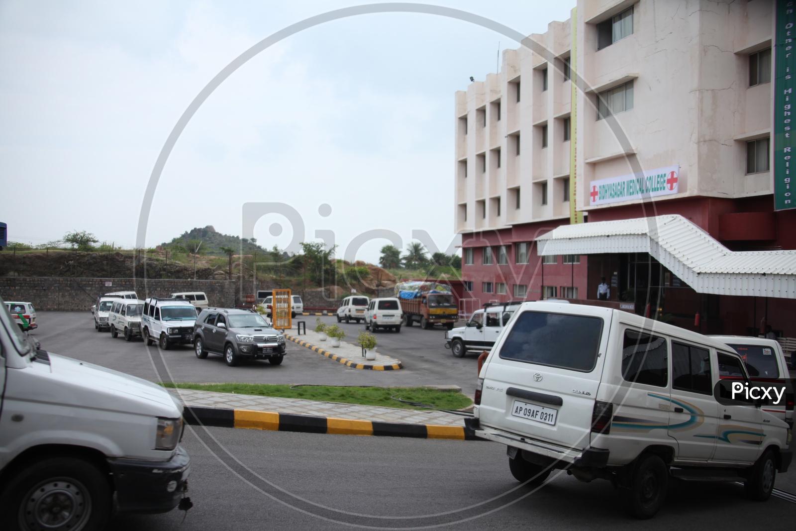 Cars Arriving At a Hospital Entrance