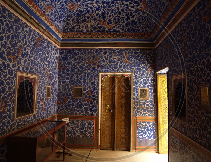 Interior of Junagarh fort In blue and white design