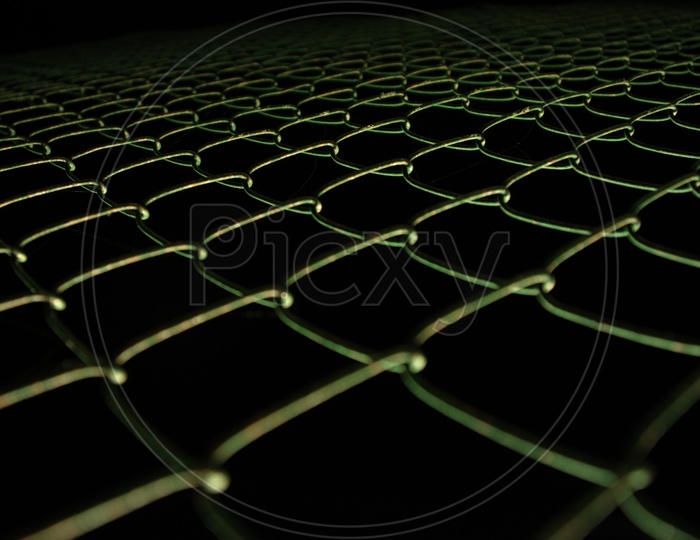 A metal wire fencing abstract