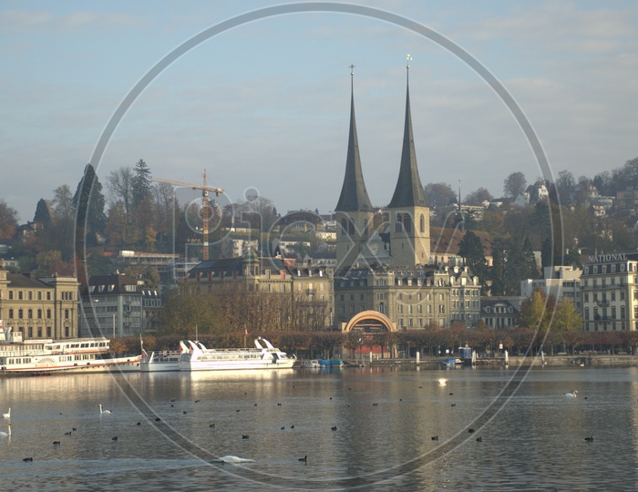 A view of Lucerne across Lake Lucerne