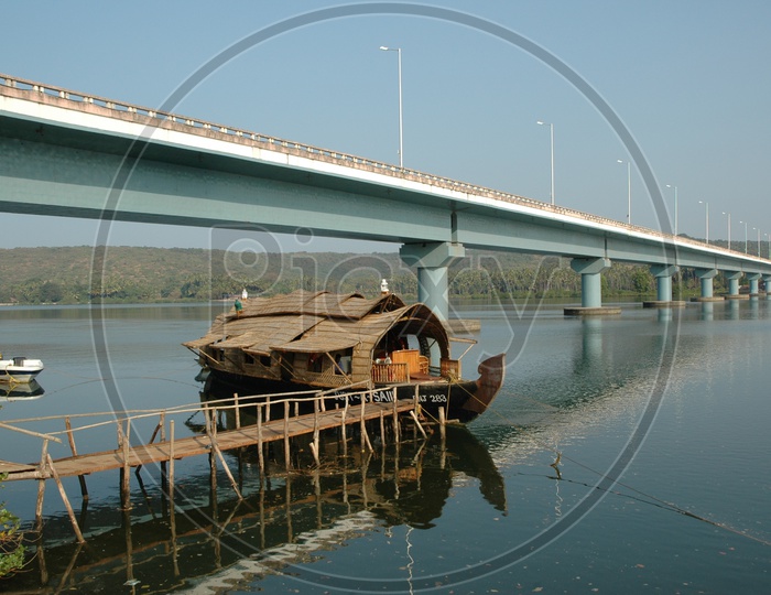 House boat in the Mandovi river near Mandovi bridge