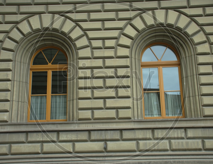 Arch shaped windows of a building