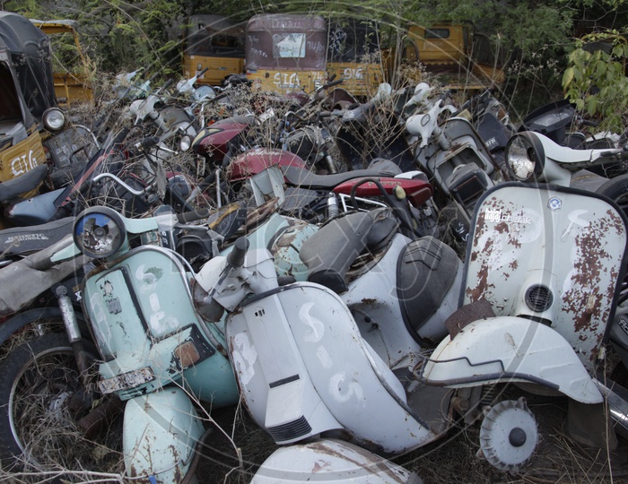 Old Scooters In a Scrap Area